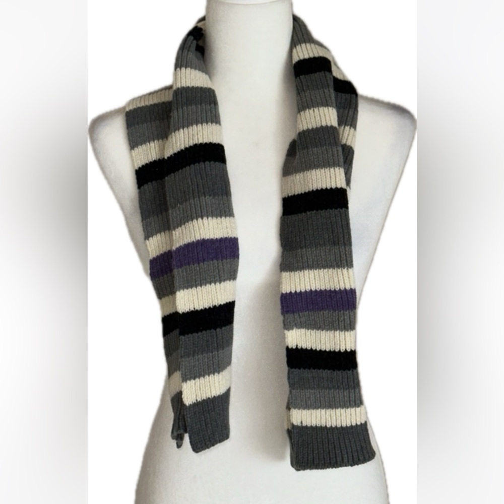 Striped Grey White Black Scarf
